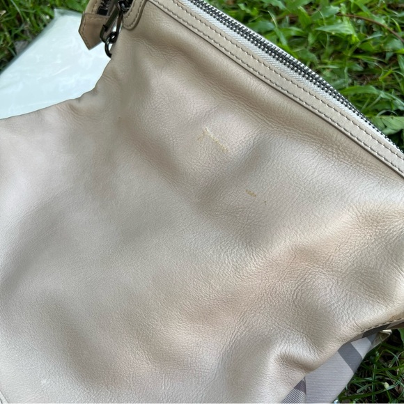 Authentic Burberry Smoked Check Satchel Beige Grey And Leather Bartow Bowler Bag - Picture 14 of 15